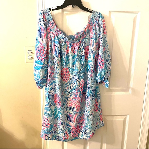 Lilly Pulitzer Dresses & Skirts - Lilly Pulitzer- The Nevie Off the Shoulder Dress, Size XL, ALL LILLY PRICE FIRM